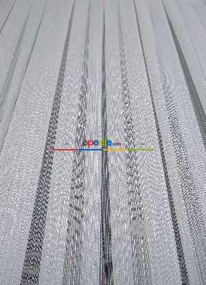 Salon - Ekru Kırık Beyaz Çızgili Tül Perde - Yüksek Kalite Sugar - Kurşunlu Tül