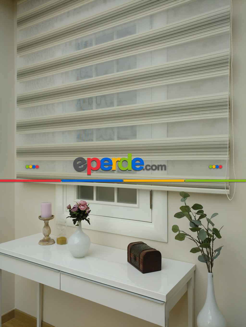 Salon Zebra Perde - Zebra Perde - Degrade Pileli Zebra ( Renk Geçişli Pileli )- Bej