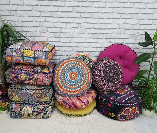 Etnik Boho Stil Minderler İçi Dolu- Çok Renkli