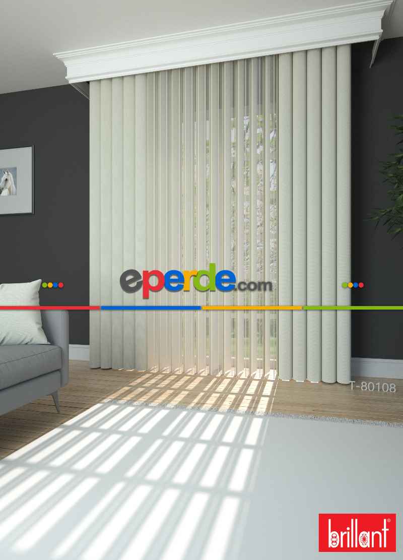 Brillant Akıllı Tül Perde Açık Yeşil Renkli Tül Dikey Zebra Perde Düz 1. Kalite