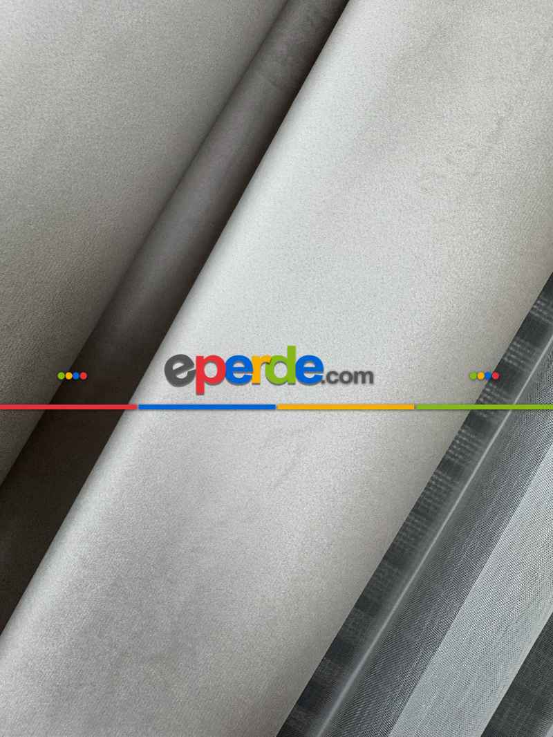 Açık Gri İthal Kadife Fon Perde, Premium Kalite Serisi Kadife Fon Perde