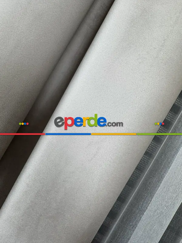 Yatak Odası - Açık Gri İthal Kadife Fon Perde, Premium Kalite Serisi Kadife Fon Perde