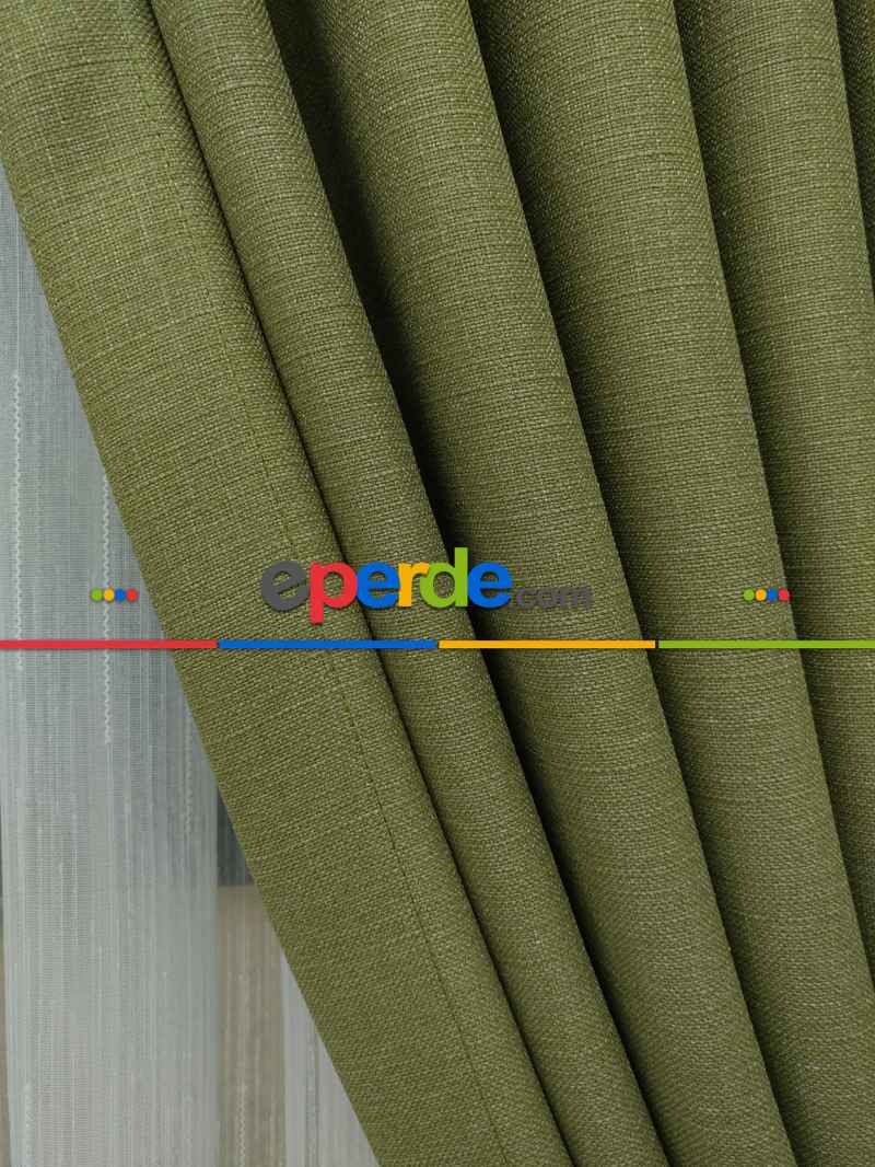 Yeşil Renk Düz Fon Perde- Yeşil