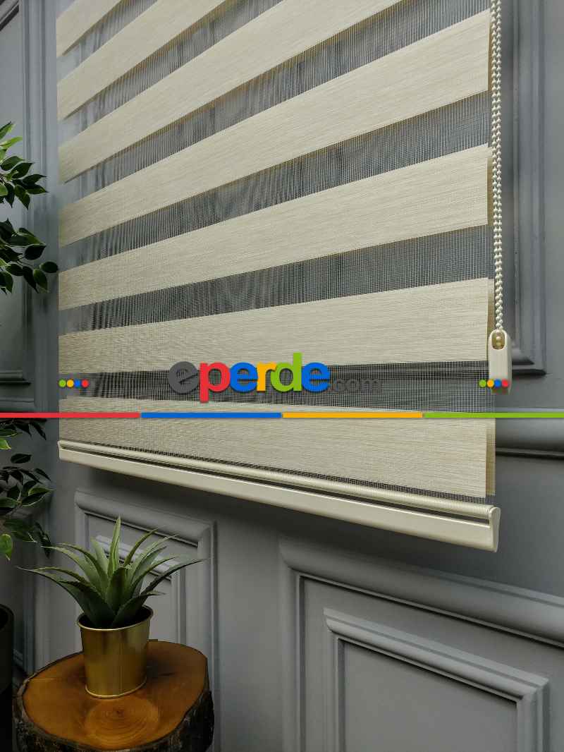 2025 Sezonu - Zebra Perde - Bambu Zebra Perde- Bej-krem Açık