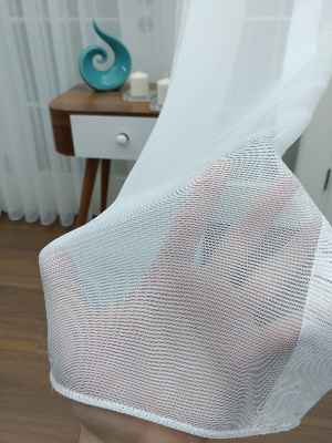 Perdeks Home Tül Perde 11 Lux Series- Ekru - Kurşunlu Tül