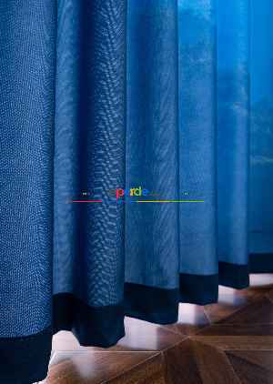 Hazır Ölçülü Dökümlü Kumaştan Mavi Dağ Manzaralı Baskılı Pilesiz Fon Perde 1. Kalite