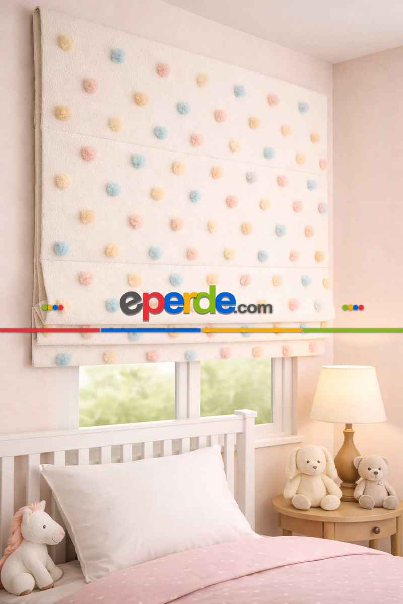 Katlamalı Fon Perde – Ponpon Desenli Mekanizmalı Perde