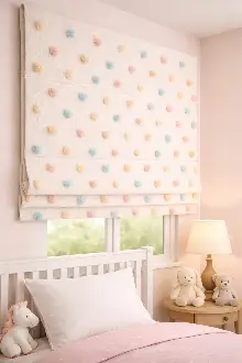 Katlamalı Fon Perde – Ponpon Desenli Mekanizmalı Perde