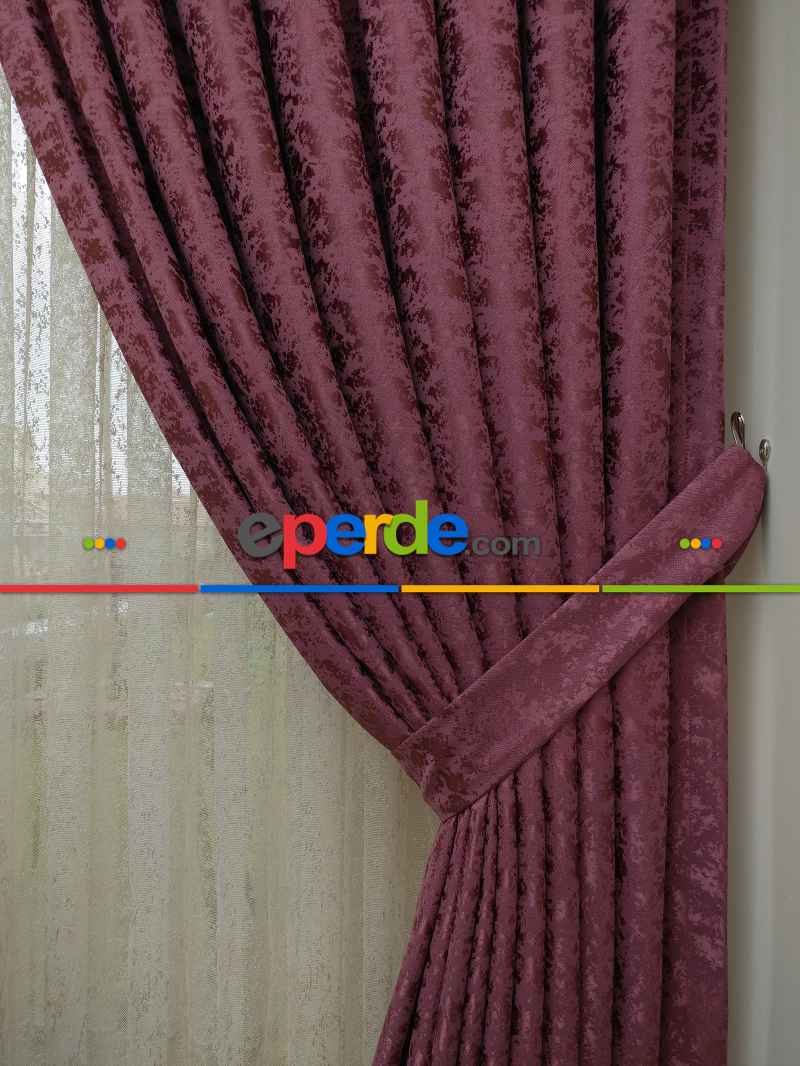 Koyu Gül Duz Jakar Fon Perde (180)- Gül Kurusu