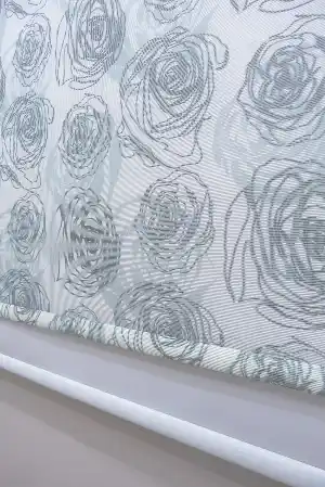 Güllü Desenli Çiftli Sistem Stor Perde- Gri-Füme-Antrasit-Füme