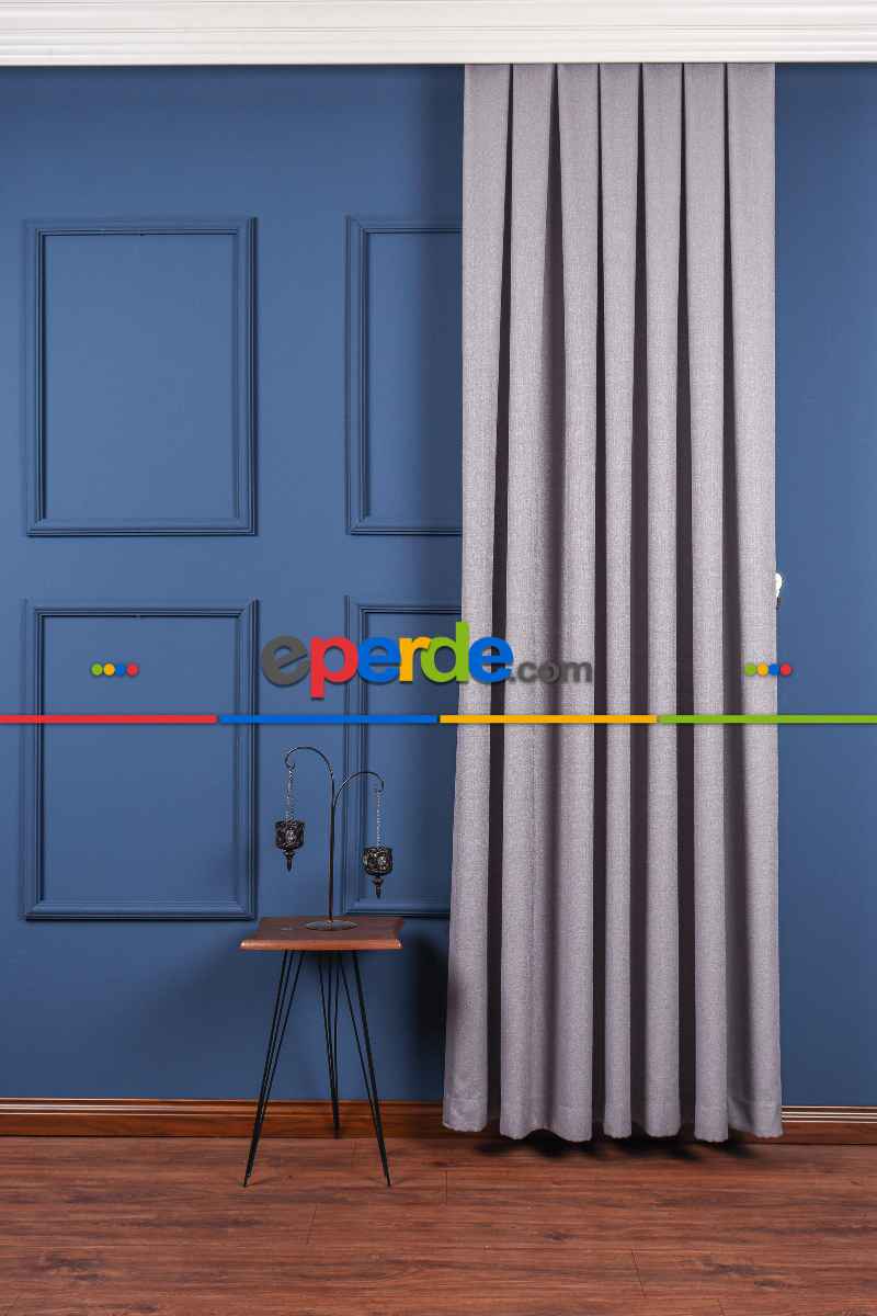 Gri Jakar Dokuma Fon Perde