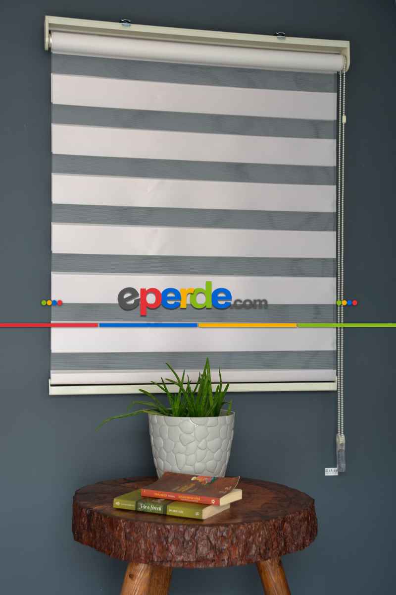 Halim Perdesan Ba-06 Pudra Renk Etekli Veya Eteksiz Zebra Stor Perde