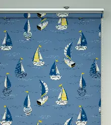 Denizci Desenli Baskılı Stor Perde- Mavi-çok Renkli