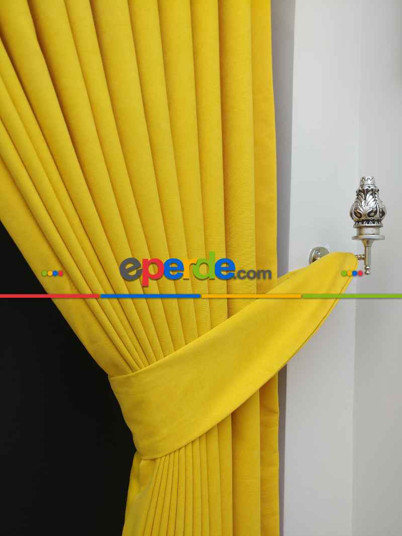 Düz Renk Dökümlü Fon Perde (150)- Sarı