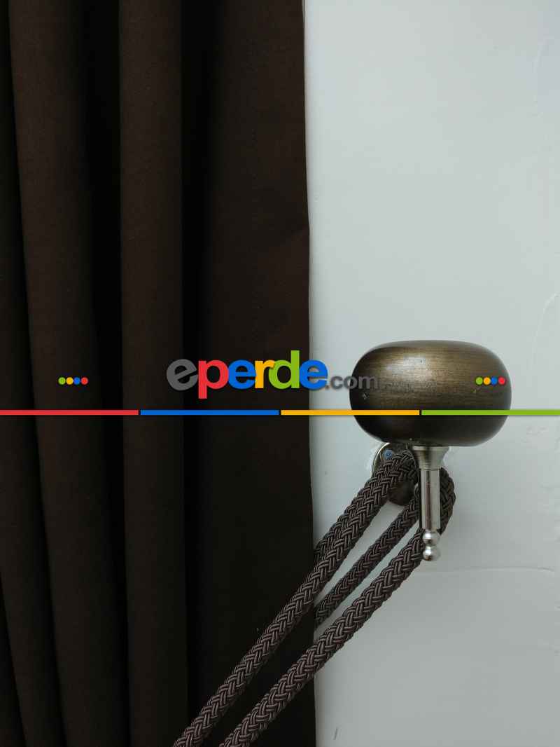 Düz Renk Dökümlü Fon Perde (180)- Kahve