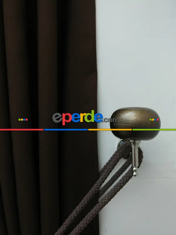 Düz Renk Dökümlü Fon Perde (180)- Kahve