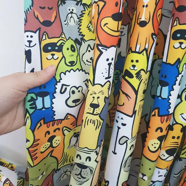 Hayvan Desenli Fon Perde K732 Kumaşı Kalındır Duck Bezi Değildir.- Yeşil-Mavi-Kahverengi-Sarı-Beyaz