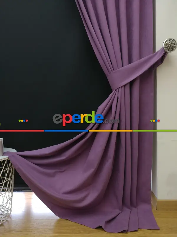 Düz Renk Dökümlü Fon Perde (150)- Lila