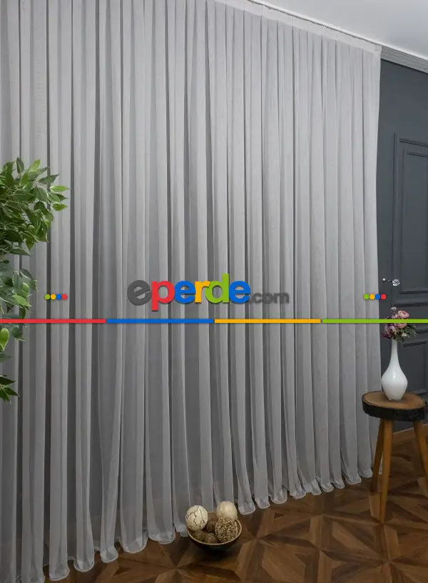 Mutfak Tül Modelleri - Grek Tül, Gri Renk, Yumuşak, Buruşmaz