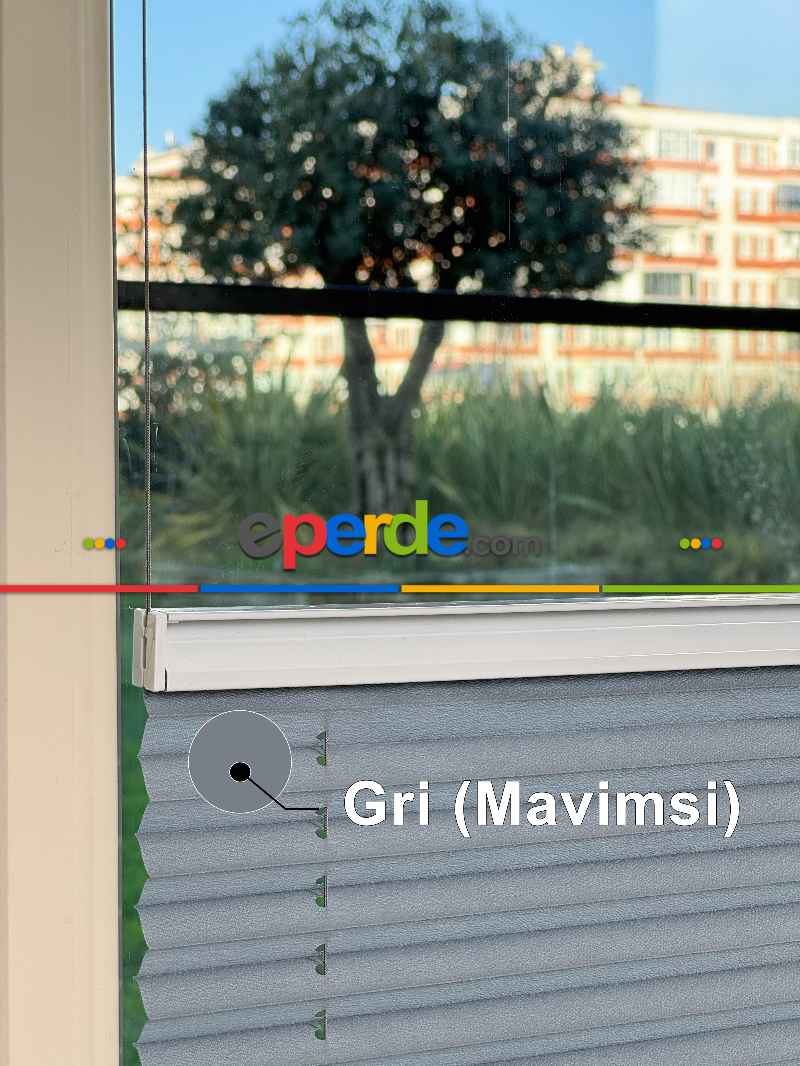 Mutfak Yapışkanlı Sistem - Tüllü Plise Perde - 15 Renk - Plise Perdeyi Hem Tül Hem Kalın Perde Olarak Kullanın