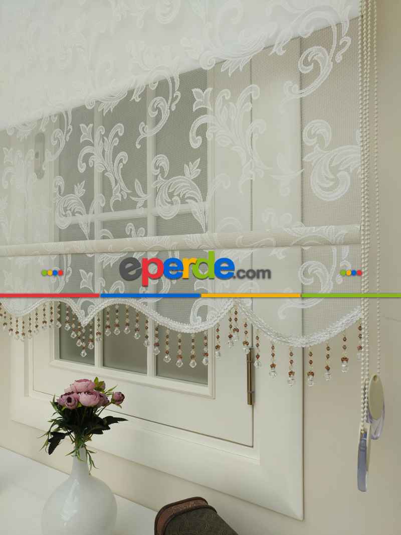 Taç - Tül Ve Stor Perde - 1. Kalite - Leke Tutmaz - Yıkanabilir - Örme - Krem Açık - Ekru