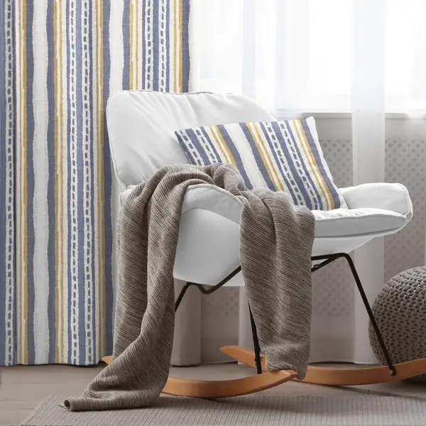 Etnik Fon Perde Evim1538 Kumaşı Kalındır Duck Bezi Değildir- Mavi-beyaz