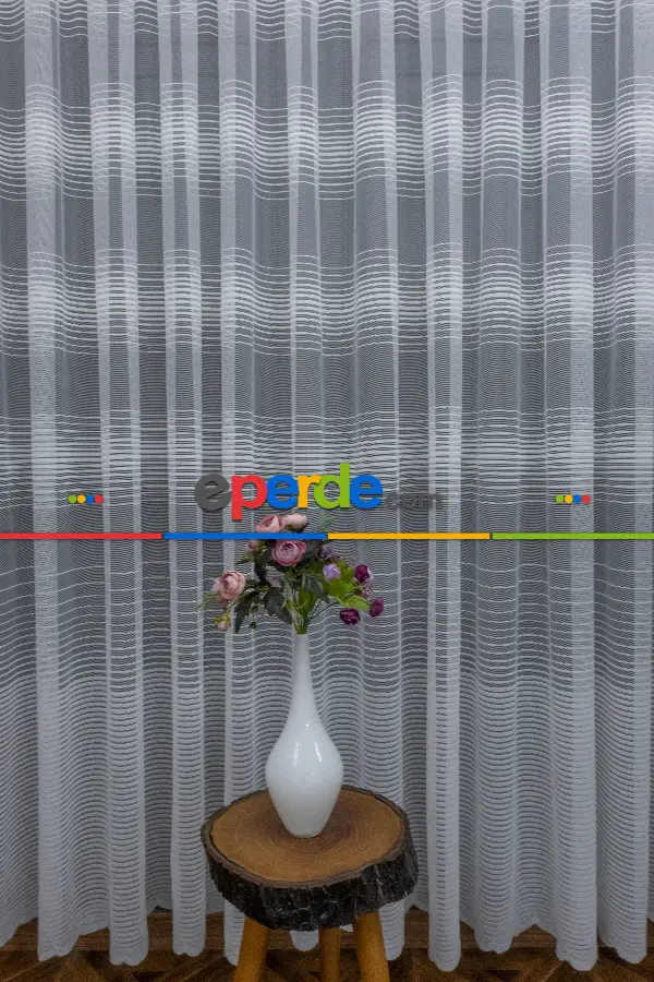 Mutfak - Yatay Bantlı Yeni Sezon Tül Perde