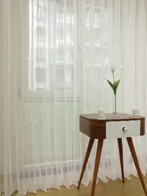 Etek Ucu Desenli Dantel Tül Perde- Ekru