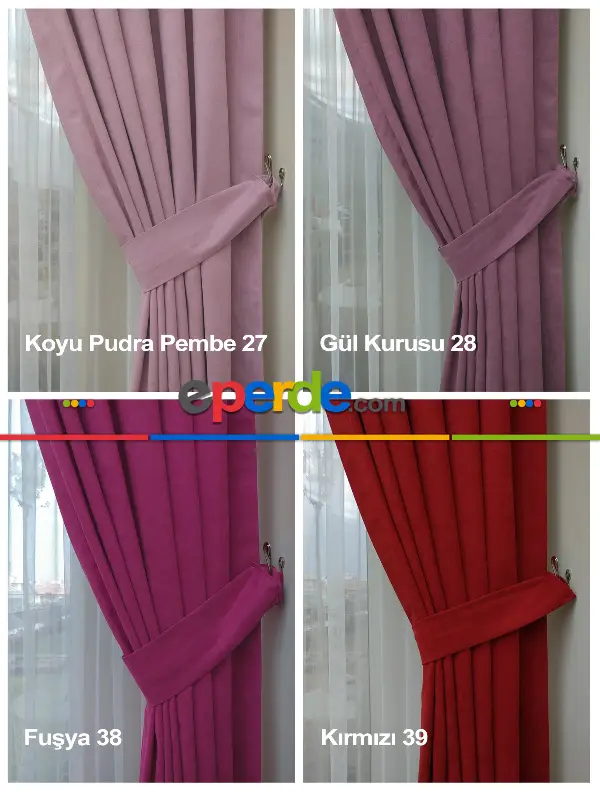 Düz Fon Perde 35 Renk Kadifemsi İpek Gibi Yumuşak Gramajı Yüksek Dökümlü- Çok Renkli