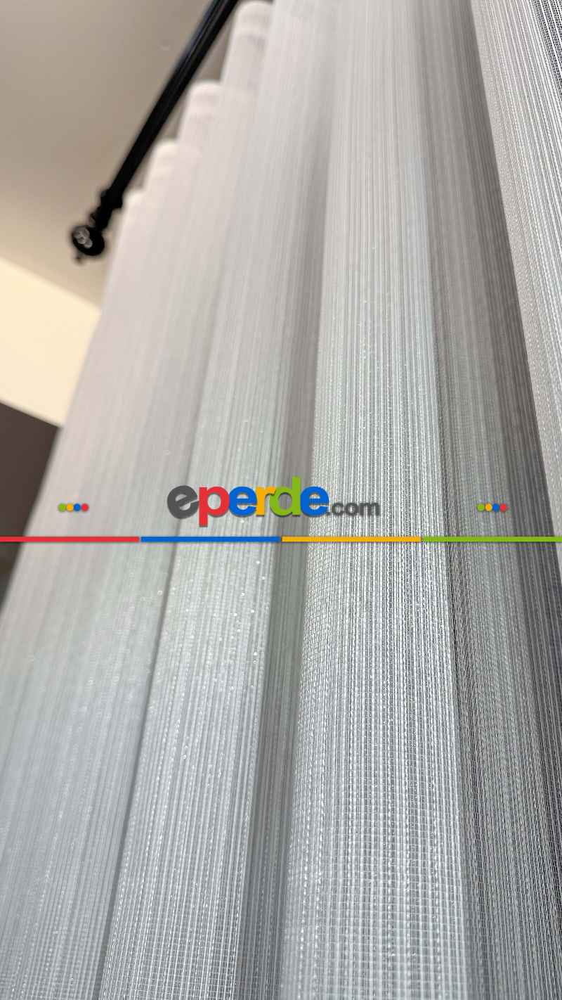 Vakko Simli Zincir Çizgili Tül Perde, Premium Seri Ağır Gramajlı