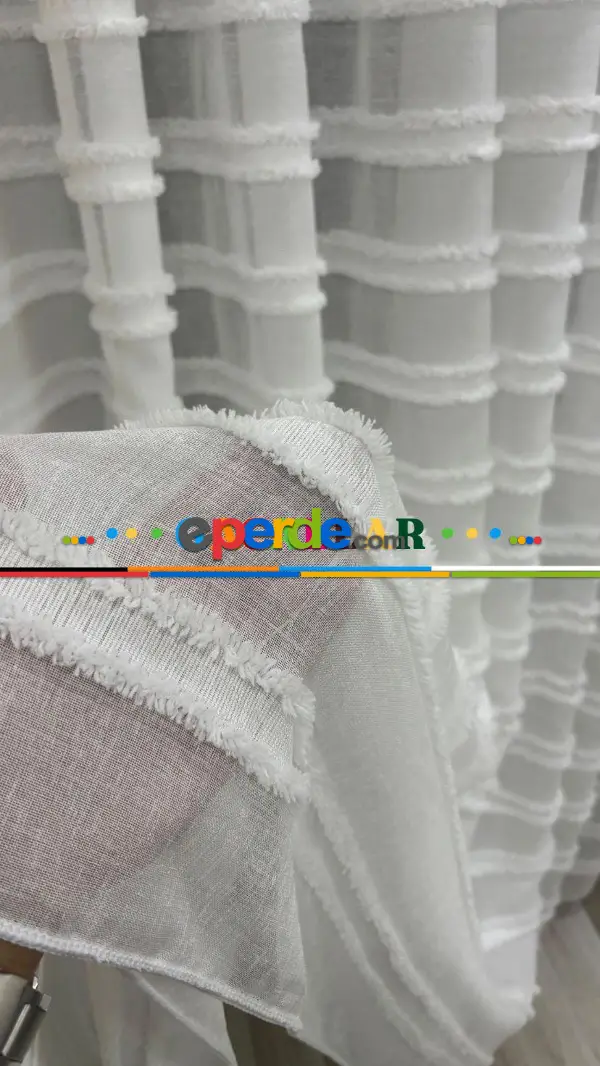 Bambu Foldet Keten Zemin Ağır Gramajlı Puffy Özel Nakışlı Tül Perde