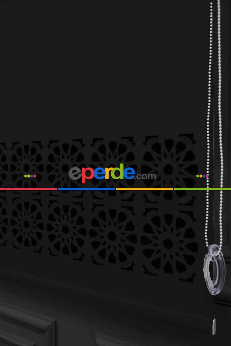 Siyah Renk Lazer Kesim Mat Stor Perde (ister Düz - İster Lazer Kesimli Satın Alın)