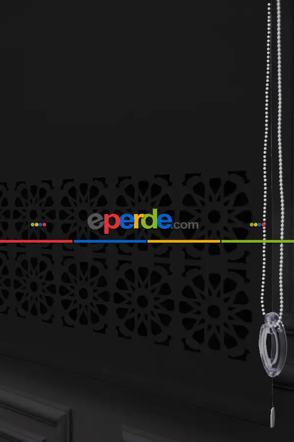 Salon Stor - Siyah Renk Lazer Kesim Mat Stor Perde (ister Düz - İster Lazer Kesimli Satın Alın)