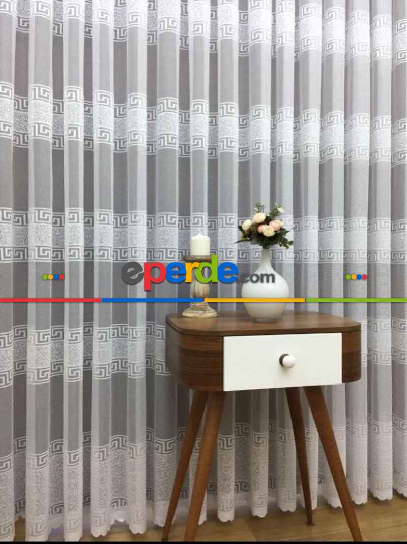 Yatak Odası - Ft Serisi Ara Bantlıversace Desen Tasarım Yeni Tül Perde- Ekru