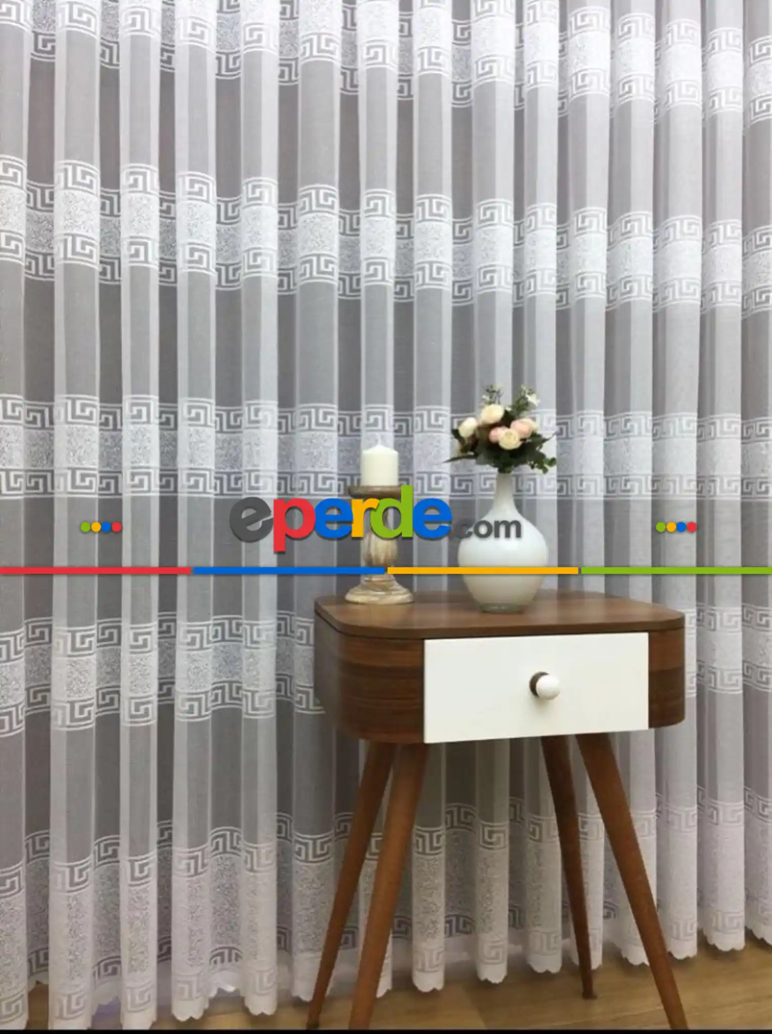 Ft Serisi Ara Bantlıversace Desen Tasarım Yeni Tül Perde- Ekru