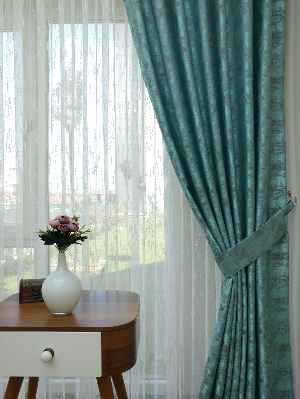 Patine Desenli Turkuaz - Katyonik Jakar Fon Perde- Turkuaz