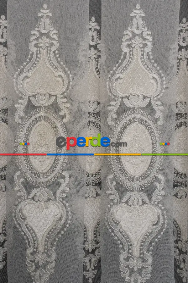 Desenli Tül Perde - Kort Nakışlı Damask Desenli - Avangard Tül - Osmanlı Tül - Salon/yatak Odası Tül Perde