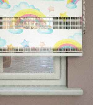 Yıldız Desenli Baskılı Zebra Perde- Çok Renkli