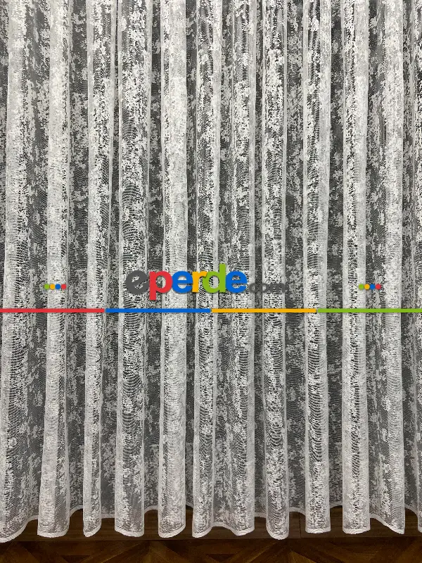 Salon Yatak Odası Fransız Dantel 2021 Tül Perde- Ekru