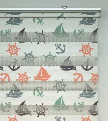 Tekne Ve Çapa Baskılı Zebra Perde- Gri-füme-antrasit-beyaz-turuncu-mor Patlıcan Moru-su Yeşili