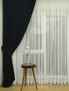 Siyah Düz Fon Perde Dökümlü Birinci Kalite 300 Cm Geniş En Daha Hesaplı- Siyah
