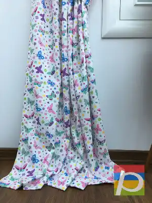 Kelebek Desenli Fon Perde (kalın Pamuklu Kumaş)- Mavi-sarı-pembe-mor Patlıcan Moru-su Yeşili-fıstık Yeşili