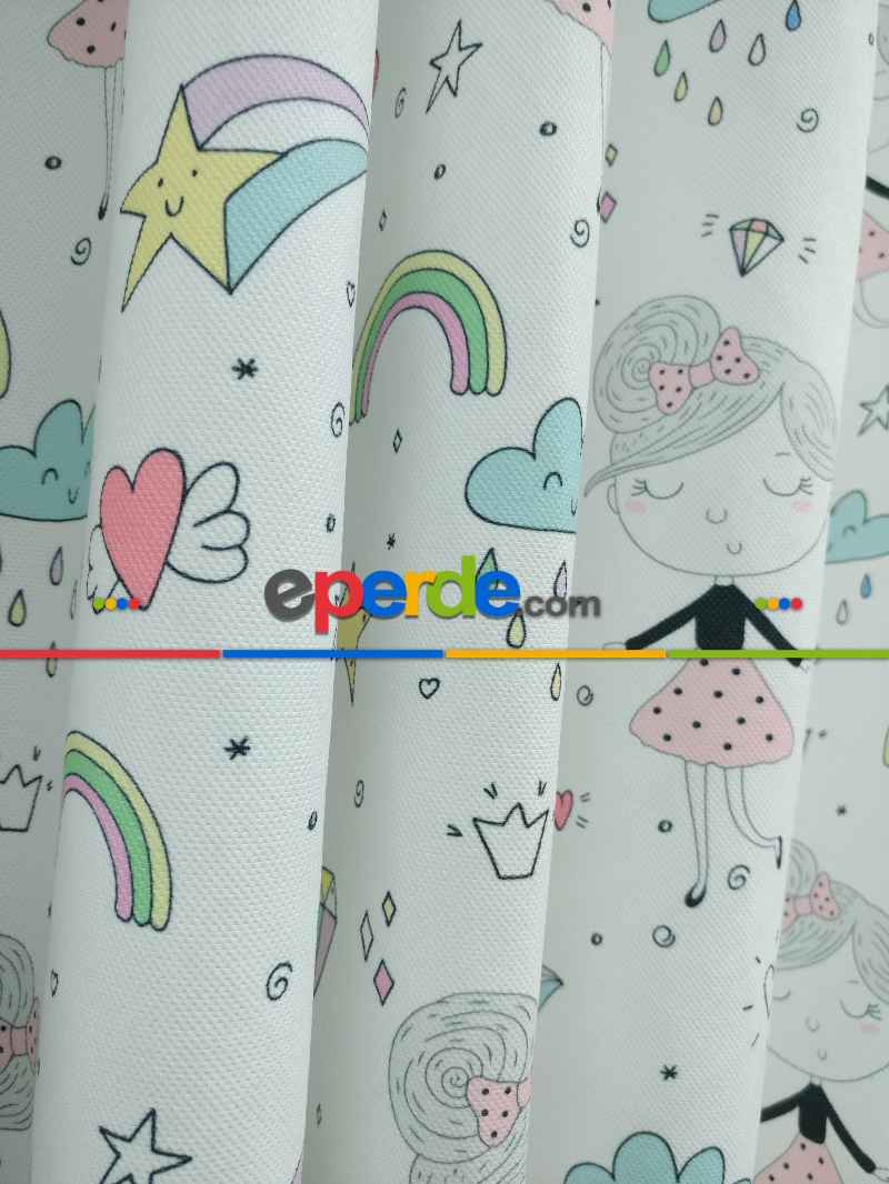 Bebek Odası Fon Perde - Desenli Fon Perde Evm563 Kumaşı Kalındır Duck Bezi Değildir- Siyah