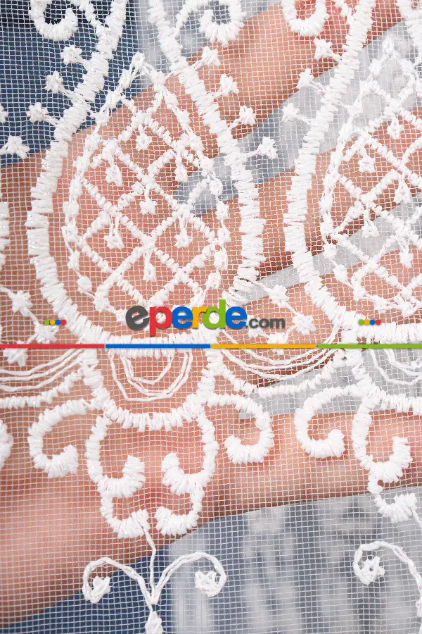 Salon Tül Modelleri - Elit Brode İşlemeli Tül Perde Özel Seri 108