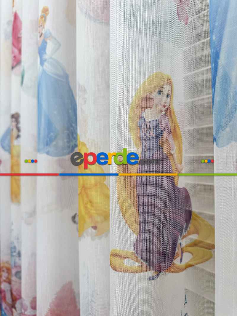Disney Prenses Karakterleri Baskılı Tül Perde, Çocuk-bebek Odası, Premium Seri