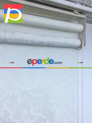 Dantel Çiftli Sistem Tül Stor Perde,ekru Renk- Ekru