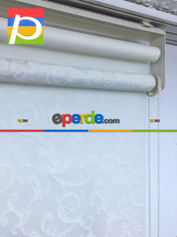 Dantel Çiftli Sistem Tül Stor Perde,ekru Renk- Ekru