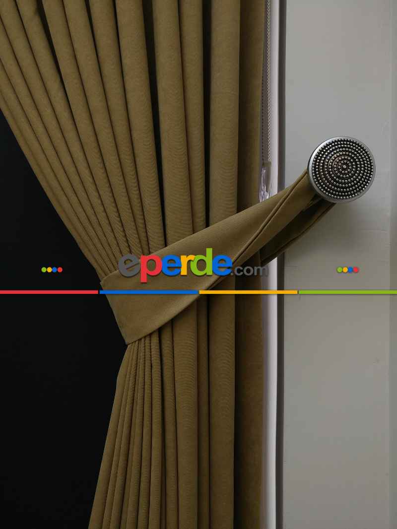 Düz Renk Dökümlü Fon Perde (150)- Haki