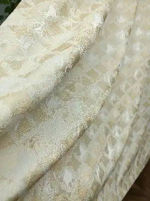 Krem Desenli Jakar Fon Perde (180)- Krem