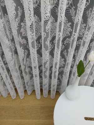 Salon Damask Desenli Örme Kdk Tül Perde %25 Ekstra İndirimli- Ekru